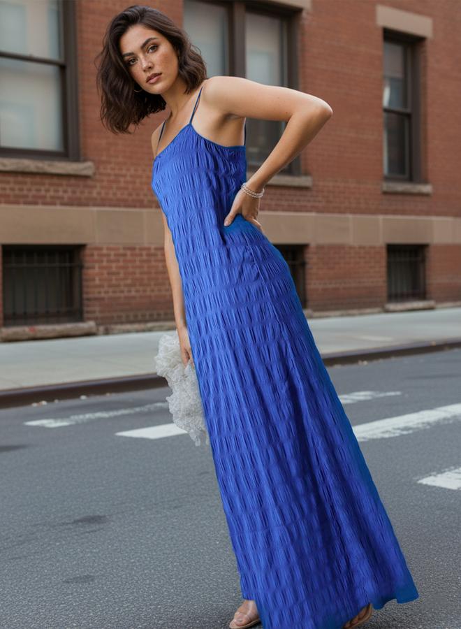 مرفوعة فستان طويل بنسيج بحمالات - Image 3