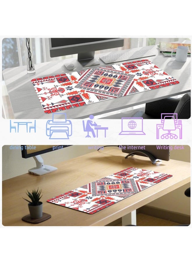 RION Red Arabian Style Desk Mat – Super Large Gaming & Office Mouse Pad with Anti-Slip Rubber Base and Stitched Edge - Image 3