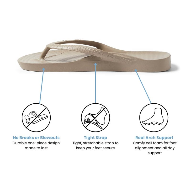 Archies Arch Support Flip Flops for Men & Women â€“ Orthotic Sandals for Plantar Fasciitis Relief â€“ Lightweight, Cushioning, Shock-Absorbing Sandals for Walking, Foot Pain & All-Day Comfort - Taupe (US Men's 9 / US Women's 10) - Image 4