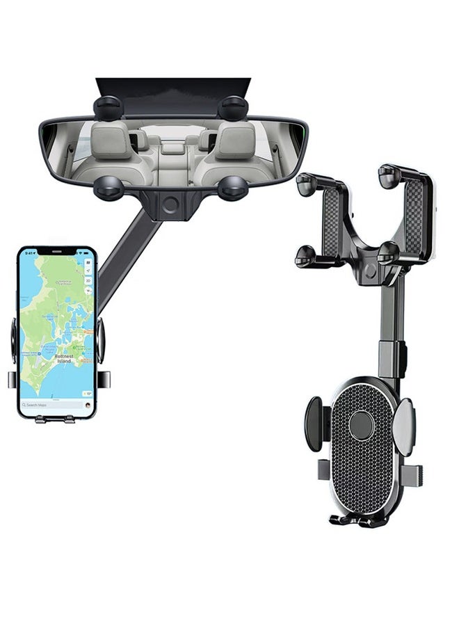 حامل جوال لمرآة السيارة، حامل هاتف للسيارة قابل للتعديل 360 درجة، حامل هاتف للسيارة GPS مناسب لأجهزة iPhone وSamsung ومعظم الهواتف من 4 إلى 7 - Image 1