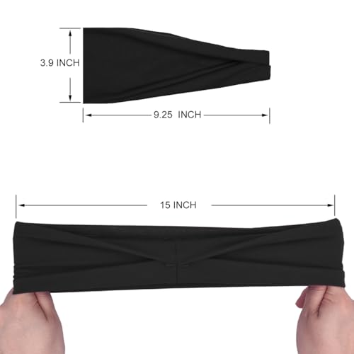 YONUF Fashion Headbands For Women Wide Headband Yoga Workout Head Bands Hair Accessories Band Black White Gray 6 Pack - Image 5
