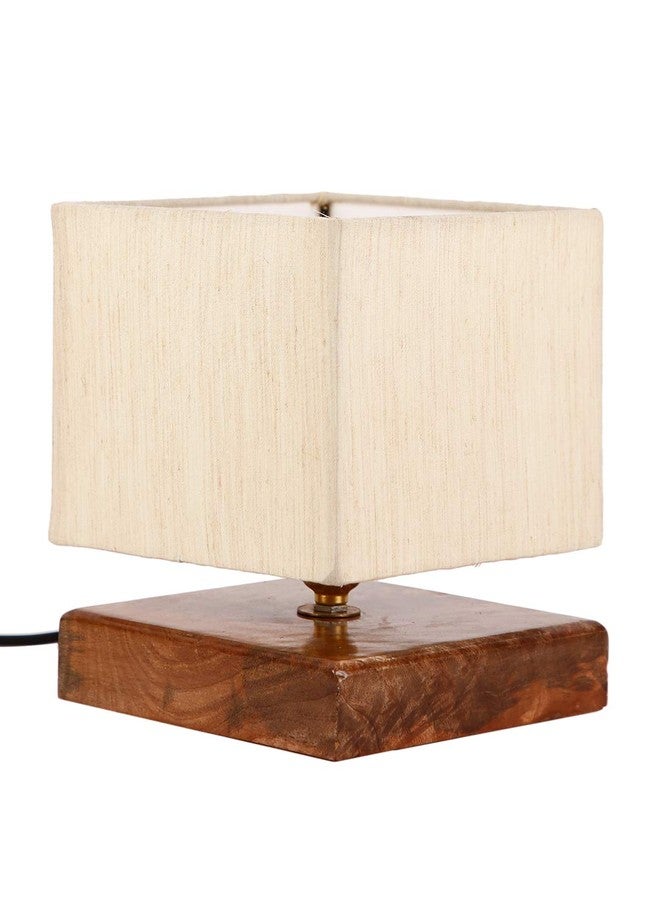AMDHOME Square Off White Cotton Shade Table Lamp with Wood Base-10-(Home Decor)-6x7.4 Inches - Image 3