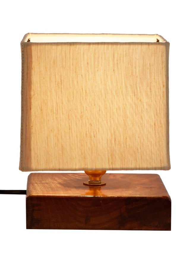 AMDHOME Square Off White Cotton Shade Table Lamp with Wood Base-10-(Home Decor)-6x7.4 Inches - Image 5