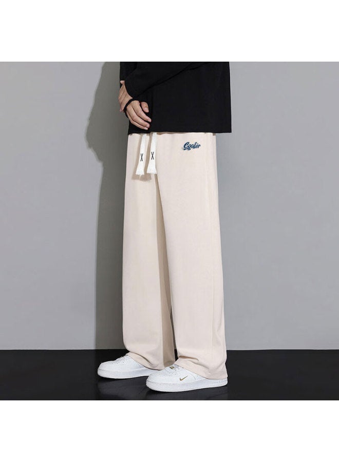 Clor Men's Straight-leg Pants Spring Summer Trendy Sports Wide-leg Loose Casual Pants Cl29 Apricot XL - Image 1