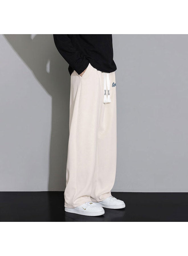 Clor Men's Straight-leg Pants Spring Summer Trendy Sports Wide-leg Loose Casual Pants Cl29 Apricot XL - Image 3