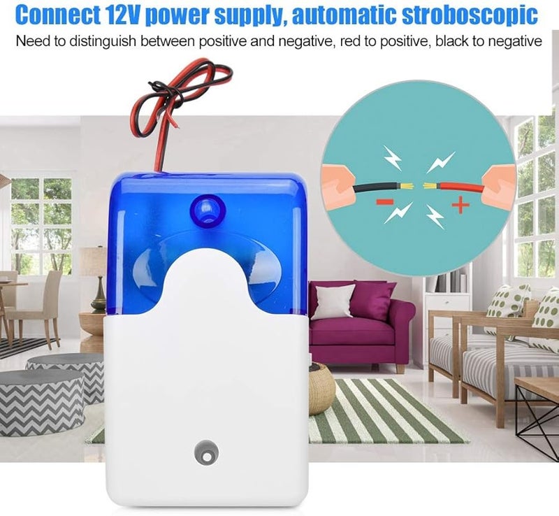 12V Wired Security Alarm Siren 110dB Audible Visual ABS Plastic Red Blue Color Options - Image 3