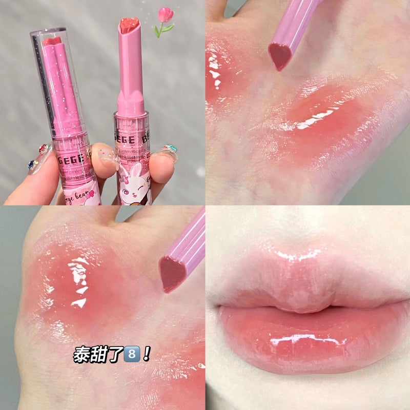 Gegebear Garden Pink Rabbit Solid Lip Gloss – Water Light Moisturizing Lipstick - Image 4