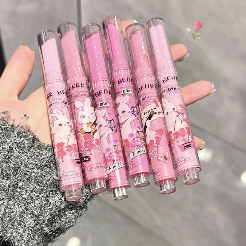 Gegebear Garden Pink Rabbit Solid Lip Gloss – Water Light Moisturizing Lipstick - Image 2