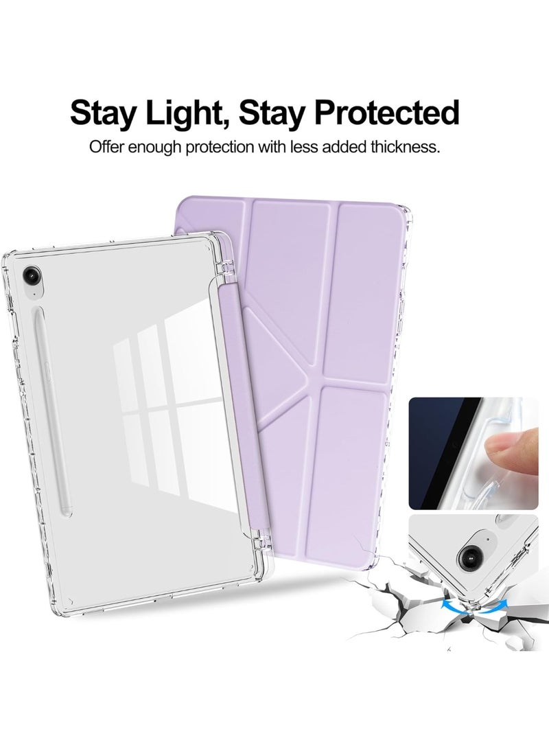 VKL Clear Case Compatible with Samsung Galaxy Tab S10 Lite (2025), Built-in Auto Sleep/Wake & Pen Slot & Stand Function, Transparent Anti-scratch Tablet Protective Cover (Purple) - Image 4