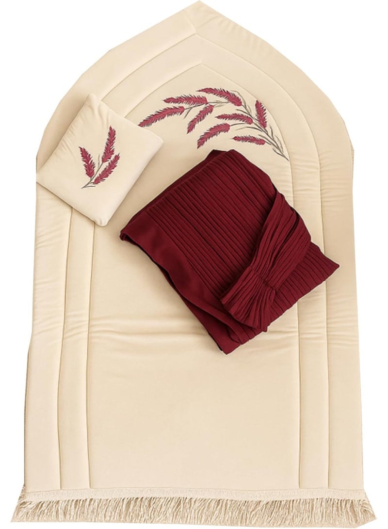 Women's prayer rug and shawl set - burgundy - Image 1