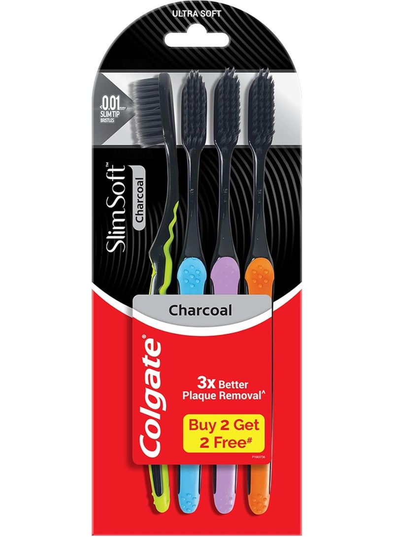 Colgate Slim Soft Charcoal Toothbrush 17x Slimmer Soft Tip Bristles (Buy 2 Get 2) - Image 1
