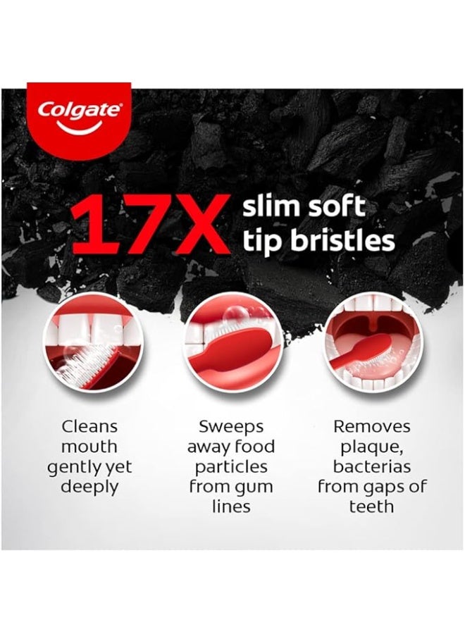 Colgate Slim Soft Charcoal Toothbrush 17x Slimmer Soft Tip Bristles (Buy 2 Get 2) - Image 2