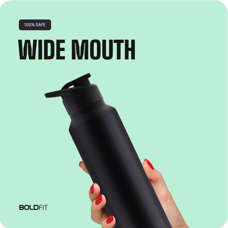 BOLDFIT Stainless Steel Water Bottle 1 Litre – BPA-Free, Leak-Proof & Rust-Free Metal Bottle with Handle – Lightweight, Food-Grade, Easy to Clean – Ideal for Office, Gym, School, Travel & Fridge Use - Image 3