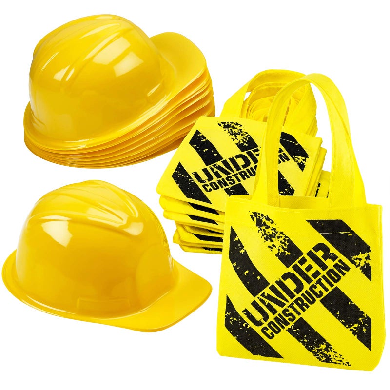 Bedwina Construction Birthday Party Yellow, Hat and Goodie Bag (24 Pieces) - Image 1