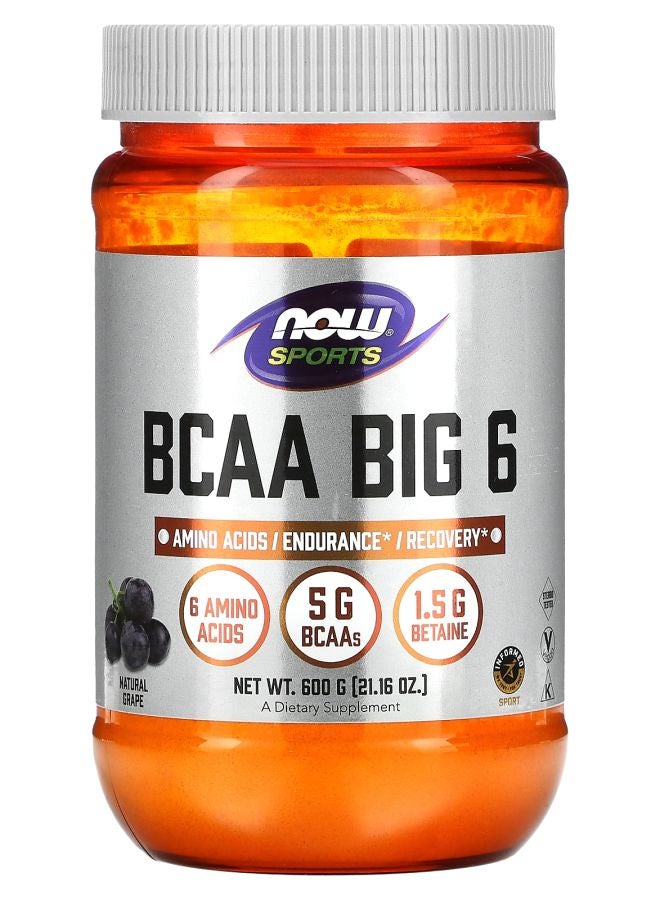 now Sports BCAA Big 6 Natural Grape 21.16 oz (600 g) - Image 1