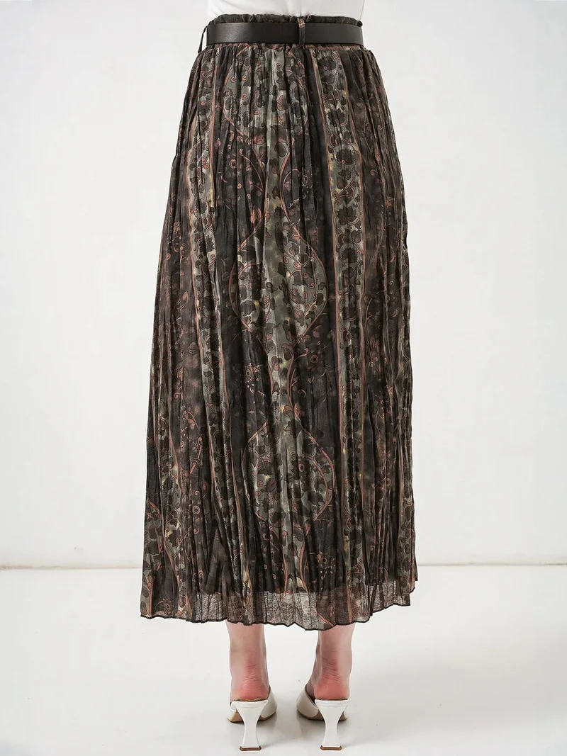 Big Dart Multicolor BDART High-Waist Paisley Midi A-Line Skirt for Women | Best Price UAE