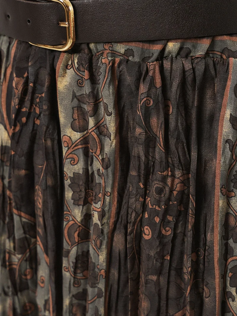 Big Dart Multicolor BDART High-Waist Paisley Midi A-Line Skirt for Women | Best Price UAE