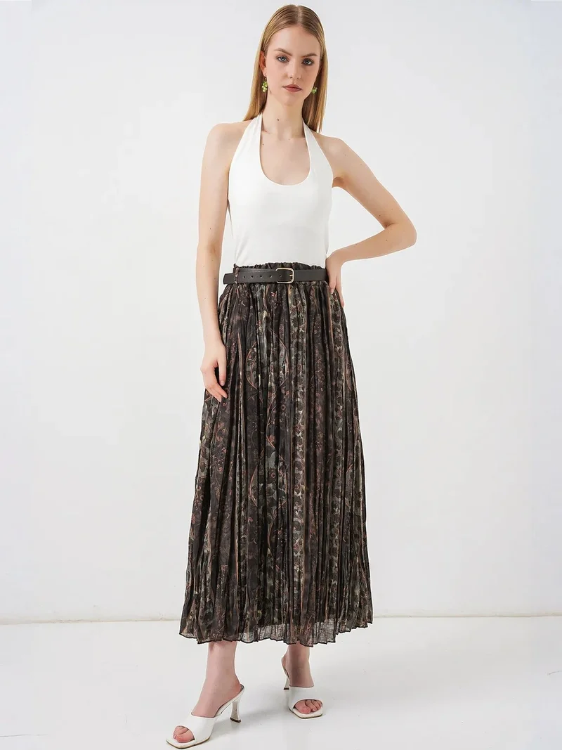 Big Dart Multicolor BDART High-Waist Paisley Midi A-Line Skirt for Women | Best Price UAE