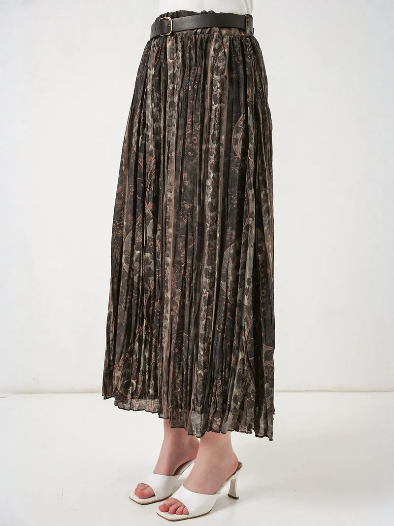 Big Dart Multicolor BDART High-Waist Paisley Midi A-Line Skirt for Women | Best Price UAE
