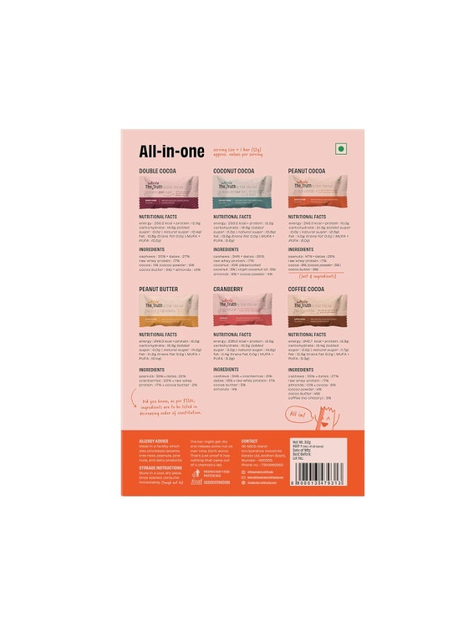 The Whole Truth Protein Bars | All-in-One | Pack of 6 x 52 g each | No Preservatives | No Artificial Sweeteners | No Gluten or Soy | All Natural Ingredients | Six Different Flavours - Image 3
