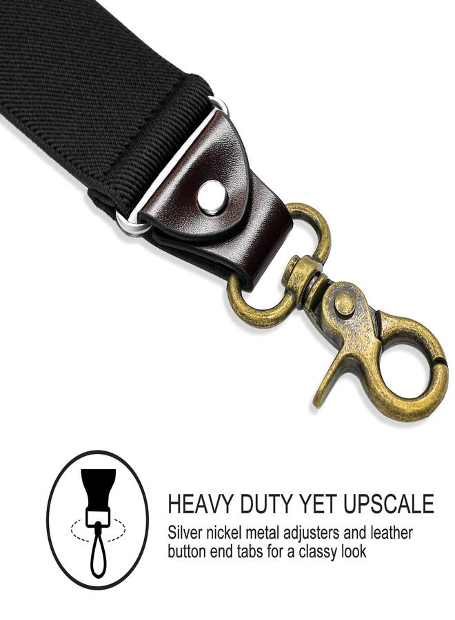 Vauhse Suspenders for Men, Adjustable Suspenders Gold Clip with Elastic Straps Y-Back Construction Heavy Duty for Work Gold Black - Image 2