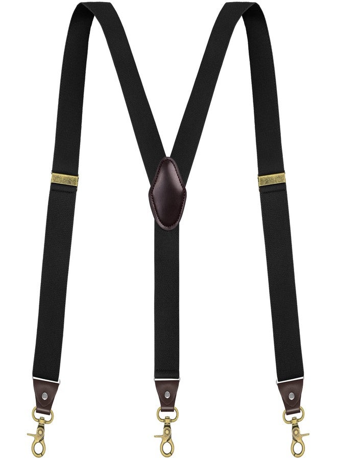 Vauhse Suspenders for Men, Adjustable Suspenders Gold Clip with Elastic Straps Y-Back Construction Heavy Duty for Work Gold Black - Image 1