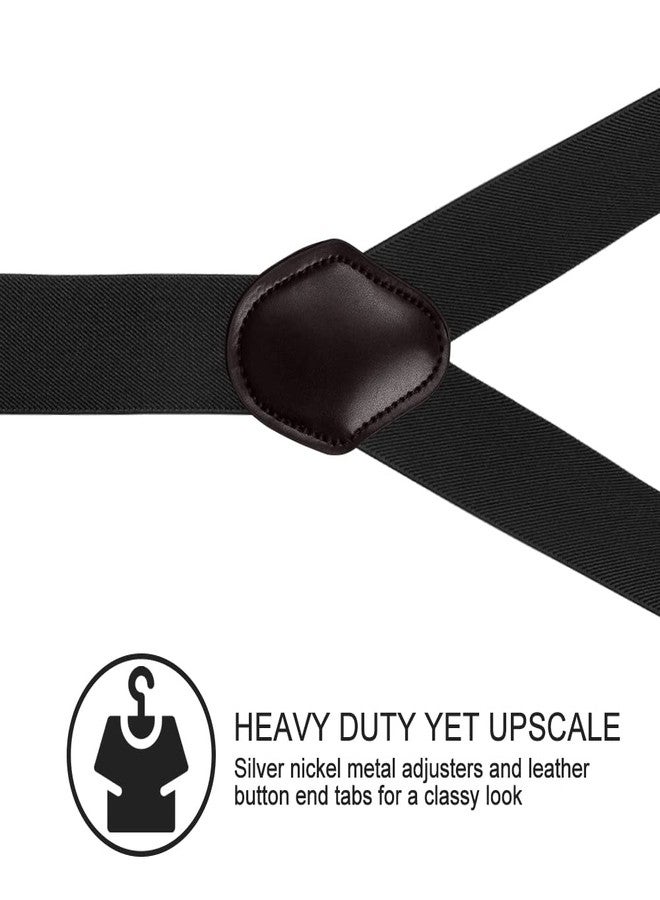 Vauhse Suspenders for Men, Adjustable Suspenders Gold Clip with Elastic Straps Y-Back Construction Heavy Duty for Work Gold Black - Image 3