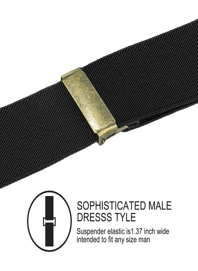 Vauhse Suspenders for Men, Adjustable Suspenders Gold Clip with Elastic Straps Y-Back Construction Heavy Duty for Work Gold Black - Image 4