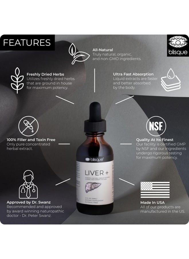 Blisque – Liver Complex Supplement to Detox, Cleanse, and Repair The Liver | Doctor-Approved | Natural Ingredients | Milk Thistle and Dandelion Root | 2 Ounce | 59 Servings - Image 3