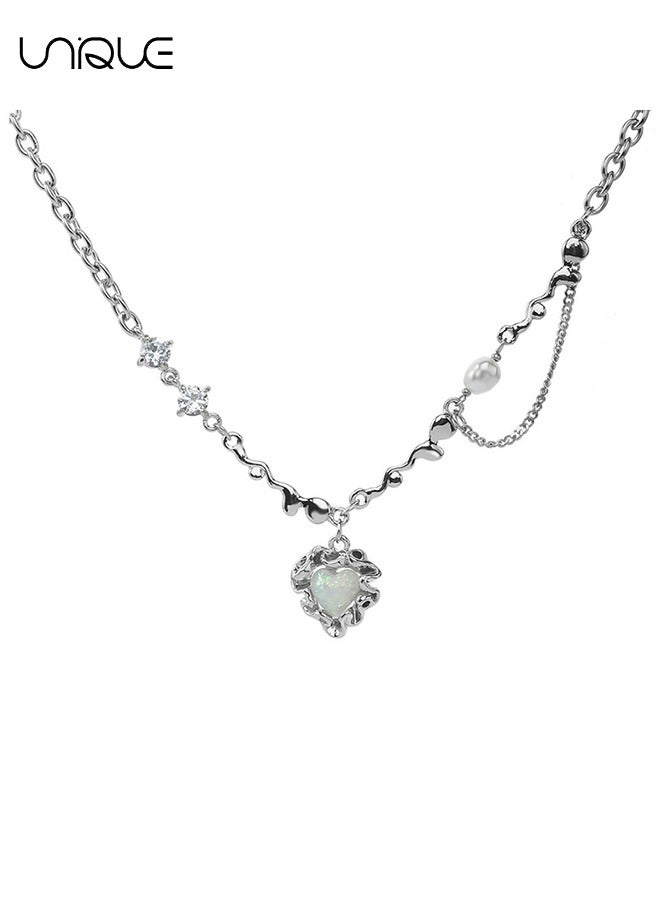 يونيك قلادة - قلادة لؤلؤة الحب - قلادة لؤلؤة حورية البحر - قلادة الترقوة - قلادة قابلة للتعديل - أنيق بسيط فريد من نوعه - هدايا - Image 1