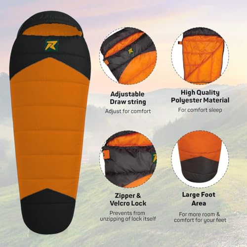 Rocksport Camplite +10°C to +20°C Mummy Shape Sleeping Bag for Camping, Hiking, Indoor & Outdoor, Warm Sleep Bag l Free Adventure Pass - Image 4