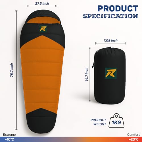 Rocksport Camplite +10°C to +20°C Mummy Shape Sleeping Bag for Camping, Hiking, Indoor & Outdoor, Warm Sleep Bag l Free Adventure Pass - Image 3