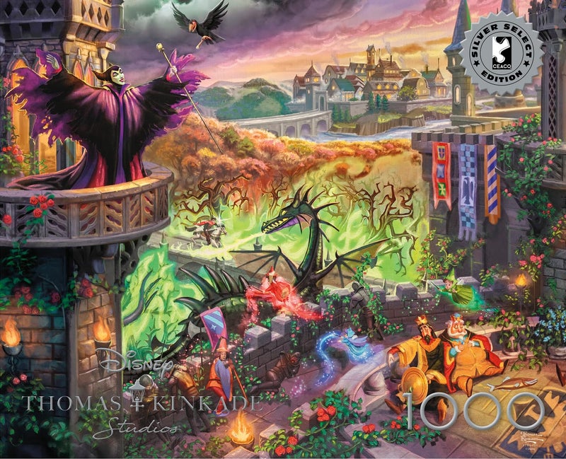 Buffalo Games - Silver Select Thomas Kinkade Disney Maleficent 1000 Piece Jigsaw Puzzle for Adults – Precision-Cut Pieces, Beautiful Artwork, and Hours of Relaxing Fun - Image 1
