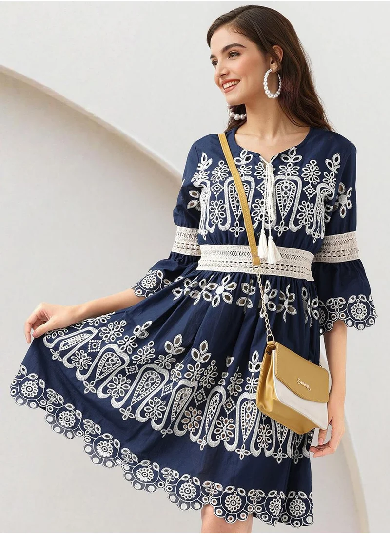 آي شين Women Navy Cotton Dress