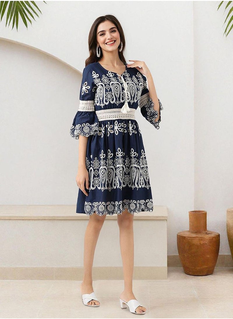 ISHIN Embroidered A-Line Dress  - Image 3