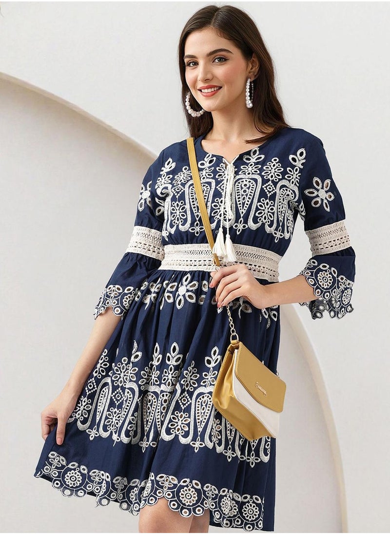 ISHIN Embroidered A-Line Dress  - Image 5