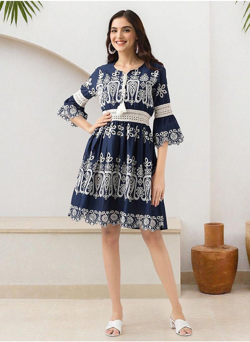 ISHIN Embroidered A-Line Dress  - Image 2