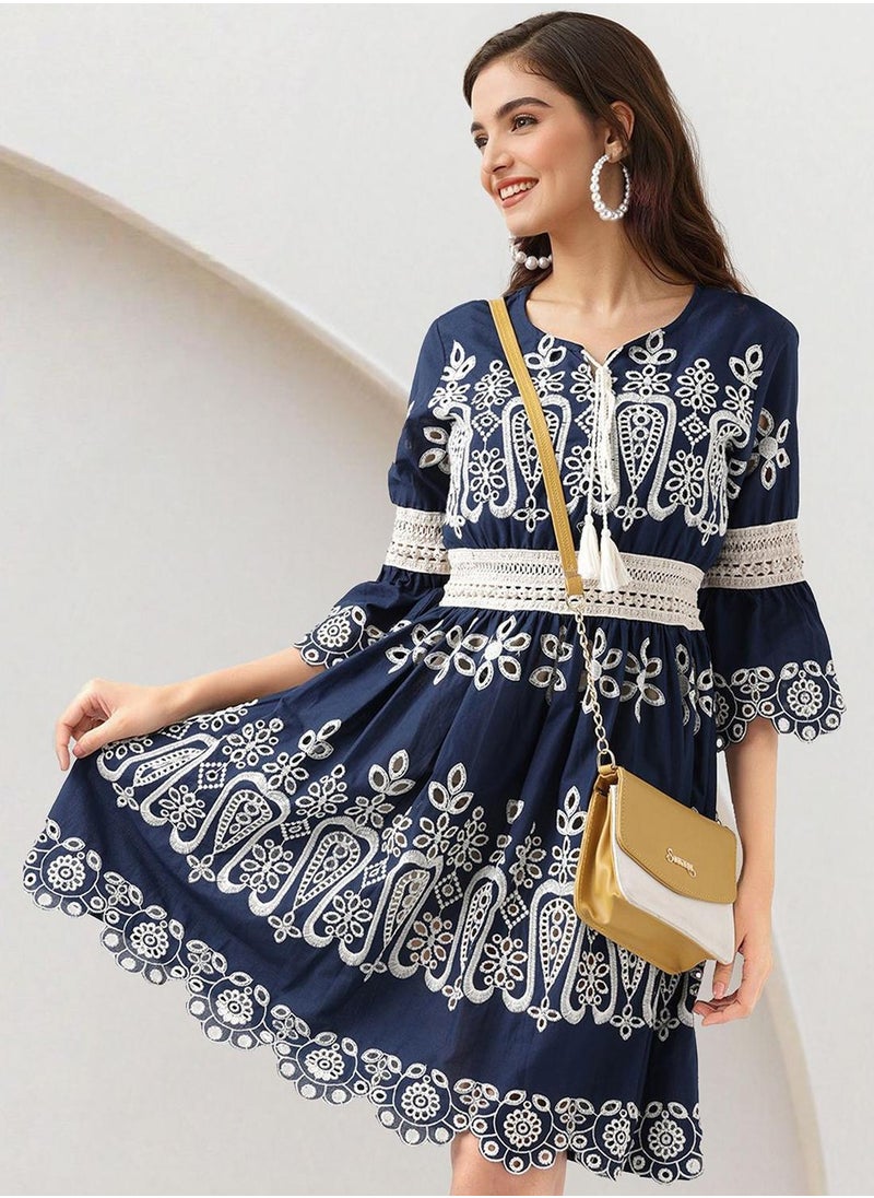 ISHIN Embroidered A-Line Dress  - Image 1
