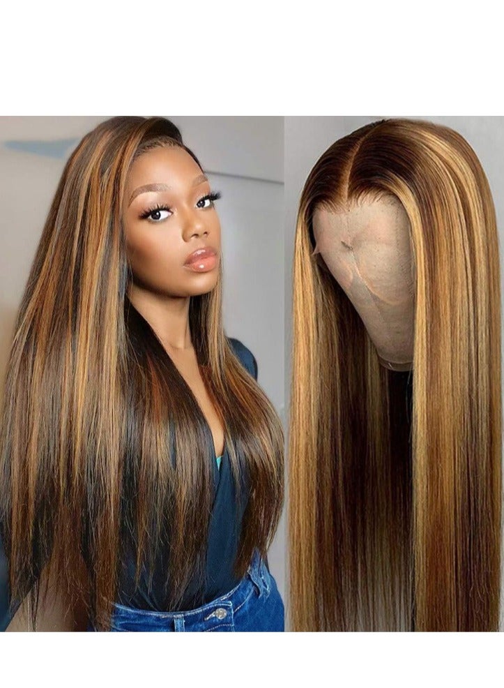 Bluejw HD Lace Human Hair Wig Highlight Straight Long Hair for Women - Image 2