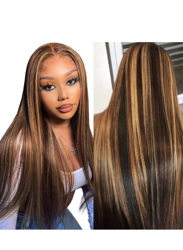 Bluejw HD Lace Human Hair Wig Highlight Straight Long Hair for Women - Image 3