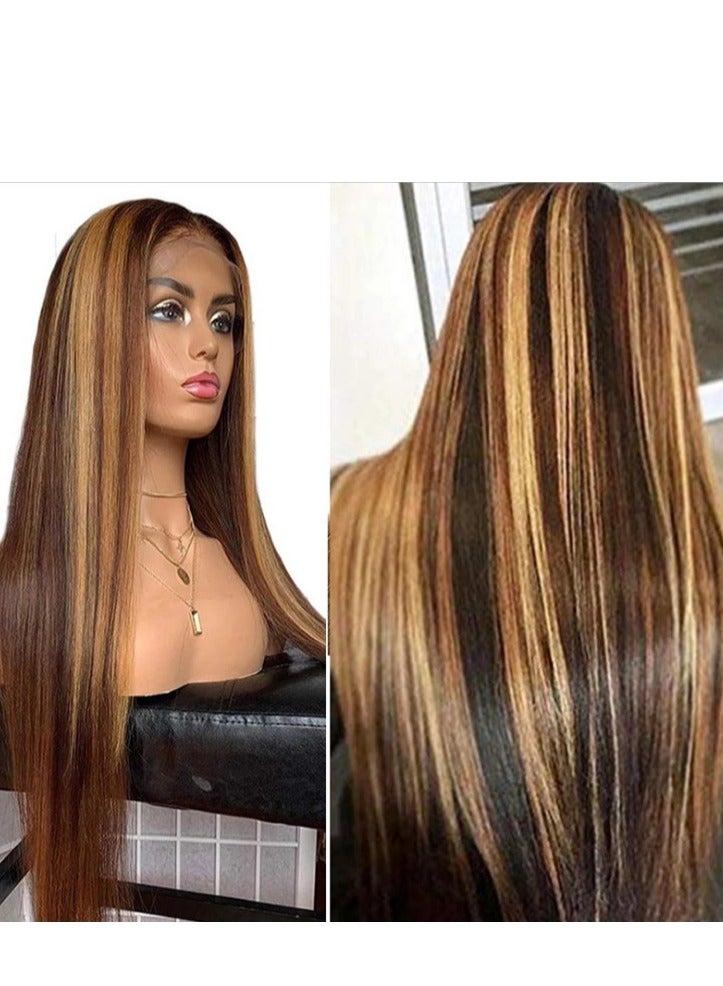 Bluejw HD Lace Human Hair Wig Highlight Straight Long Hair for Women - Image 4