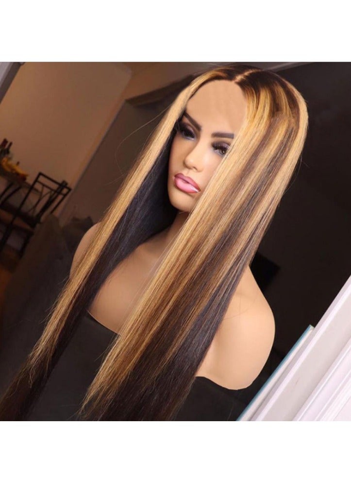 Bluejw HD Lace Human Hair Wig Highlight Straight Long Hair for Women - Image 5