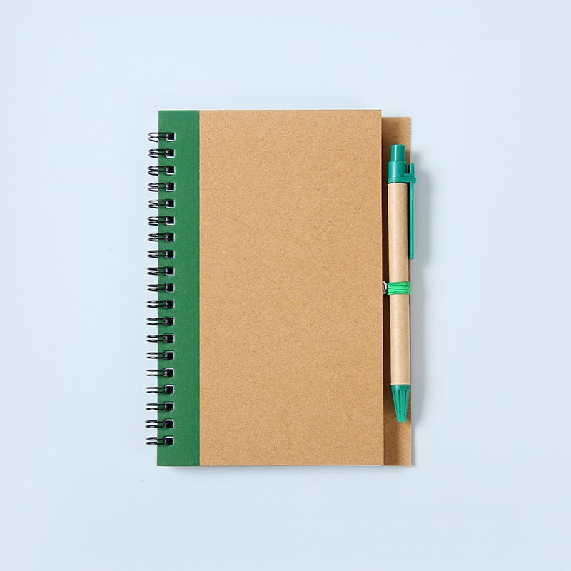 Retro Kraft Paper Color Matching Coil Book Simple Literary Notes With Pen Student Spiral Loose-Leaf Notes Notepad - Image 1