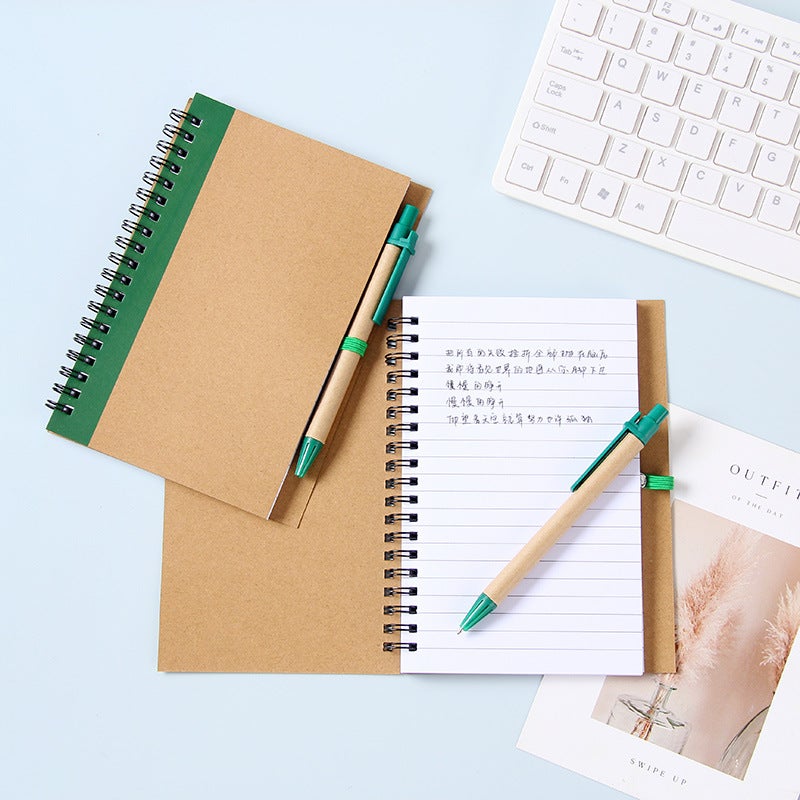 Retro Kraft Paper Color Matching Coil Book Simple Literary Notes With Pen Student Spiral Loose-Leaf Notes Notepad - Image 2