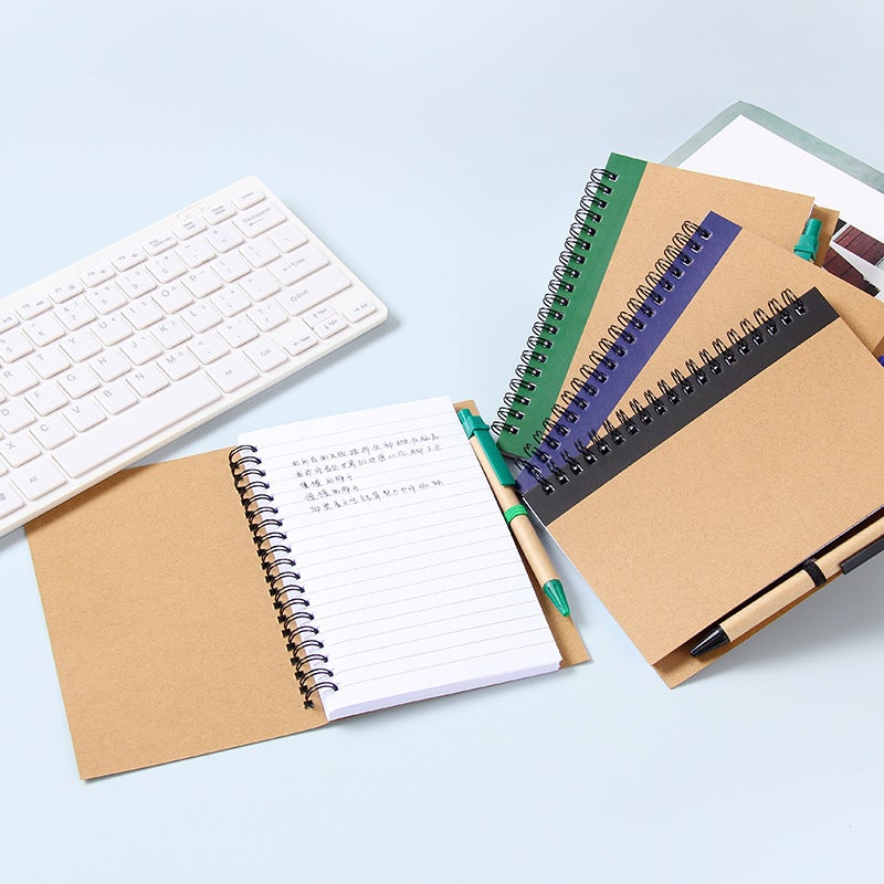 Retro Kraft Paper Color Matching Coil Book Simple Literary Notes With Pen Student Spiral Loose-Leaf Notes Notepad - Image 3