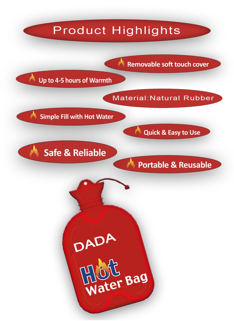 Dada - HOT WATER BAG for Pain Relief, acute swelling, strain & pain, chronic pain, arthitistis, muscle spasms & joint stiffness 2000ML - Image 1