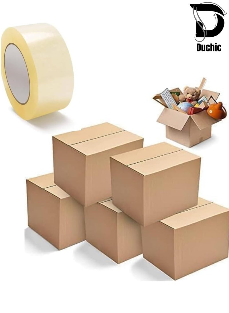 دوشيك مجموعة Duchic™ من 10 صناديق نقل من الورق المقوى، سعة 10 كجم، 45 × 32 × 23 سم، بنية اللون، مموجة، كرتون بني للتغليف، مع شريط تغليف شفاف [2 بوصة × 50 ياردة] شريط تغليف قوي ومتين - Image 4