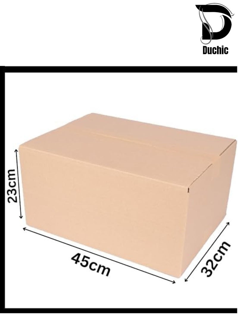 دوشيك مجموعة Duchic™ من 10 صناديق نقل من الورق المقوى، سعة 10 كجم، 45 × 32 × 23 سم، بنية اللون، مموجة، كرتون بني للتغليف، مع شريط تغليف شفاف [2 بوصة × 50 ياردة] شريط تغليف قوي ومتين - Image 3