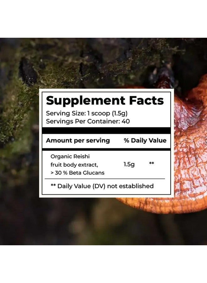 Rooted Reishi mushroom Extract Powder (60 gm) | Heart health, Stress Relief, Liver. USDA Organic, > 30% Beta Glucans, Certified organic - Image 3