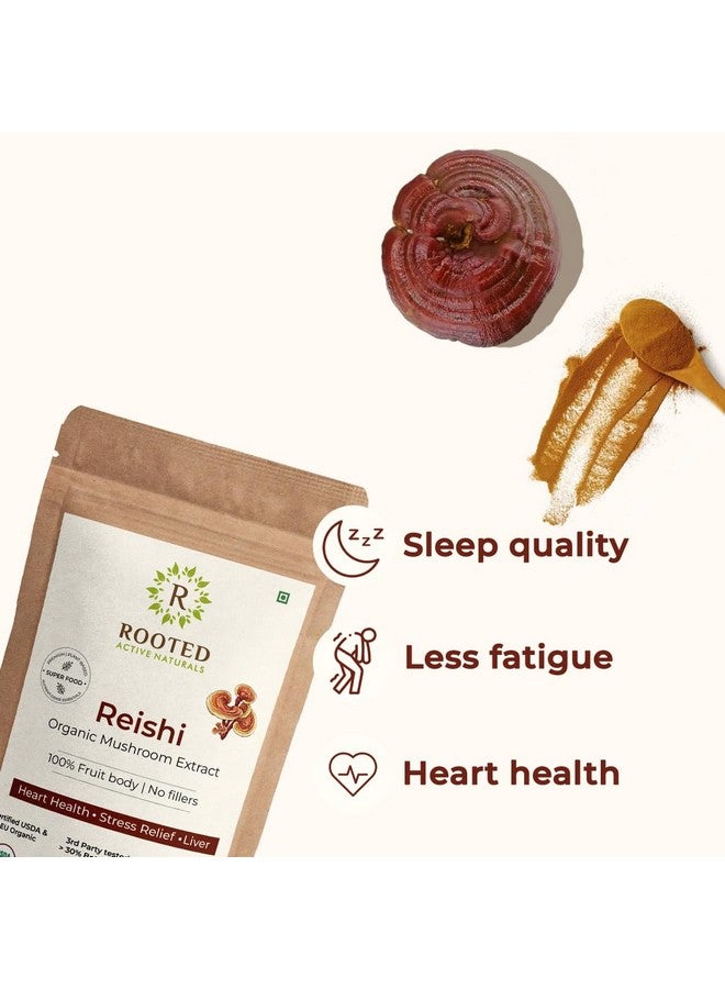 Rooted Reishi mushroom Extract Powder (60 gm) | Heart health, Stress Relief, Liver. USDA Organic, > 30% Beta Glucans, Certified organic - Image 5